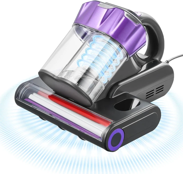 Main image of VEVOR Mattress Vacuum Cleaner, 550W Bed Vacuum Cleaner with 18Kpa Powerful Suction and Dual Dust Bin, HEPA Filter & Heating, Ultrasound Tech & Cleaning Lights, Handheld for Bed, Sofa, Corded, Gray