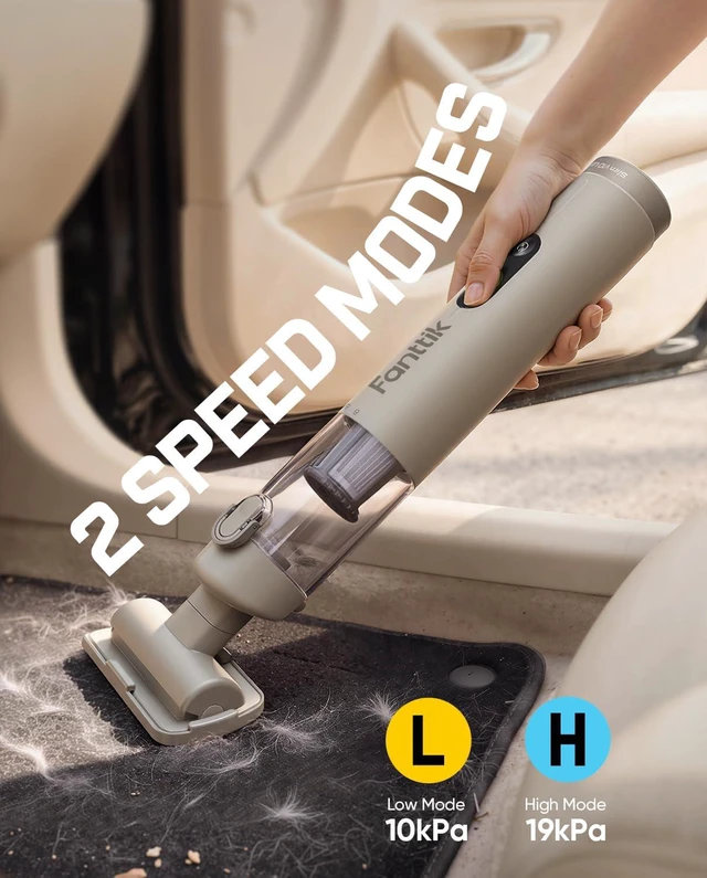 Alt view image 6 of 7 - Fanttik Slim V10 Ultra Cordless Car Vacuum, 4-in-1 Portable Mini Vacuum with 19kPa Suction, Freely Combinable Accessories, 2 Suction Modes, Handheld Vac for Car, Small Jobs, Keyboard, Office (Brown)