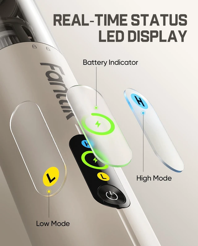 Alt view image 7 of 7 - Fanttik Slim V10 Ultra Cordless Car Vacuum, 4-in-1 Portable Mini Vacuum with 19kPa Suction, Freely Combinable Accessories, 2 Suction Modes, Handheld Vac for Car, Small Jobs, Keyboard, Office (Brown)