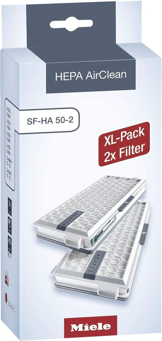 Main image of Miele HEPA AirClean SFHA50-2 Vacuum Filter, 12 Month Lifespan, With TimeStrip Filter Change Indicator - XL Pack For 2 Years of Clean Air