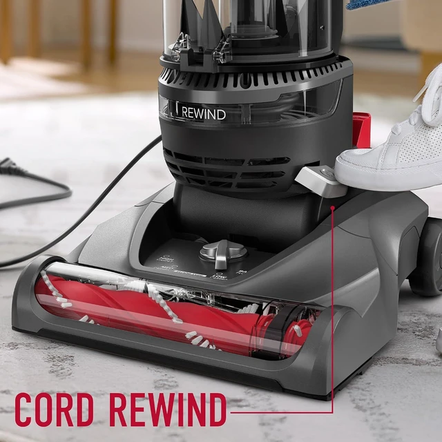 Alt view image 2 of 7 - Hoover Rewind Pet Upright Bagless Vacuum Cleaner for Carpet and Hard Floors, Automatic Cord Rewind, Above Floor Cleaning Corded Vacuum Cleaners for Home Use, Gray