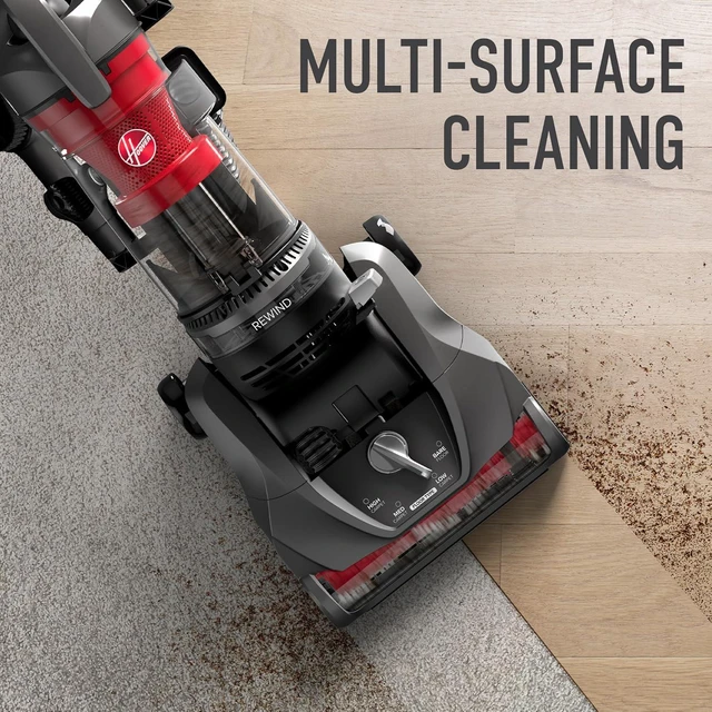 Alt view image 3 of 7 - Hoover Rewind Pet Upright Bagless Vacuum Cleaner for Carpet and Hard Floors, Automatic Cord Rewind, Above Floor Cleaning Corded Vacuum Cleaners for Home Use, Gray