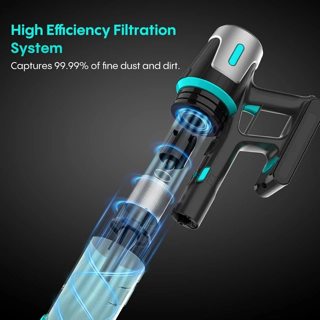 Alt view image 3 of 7 - Bagotte Cordless Vacuum Cleaner,65KPa 65Mins Stick Vacuum with Self-Standing,Anti-Tangle Touch Screen LED Display, Detachable Battery Pack, Rechargeable Vacuum Cleaners for Home/Carpet/Pet Hair