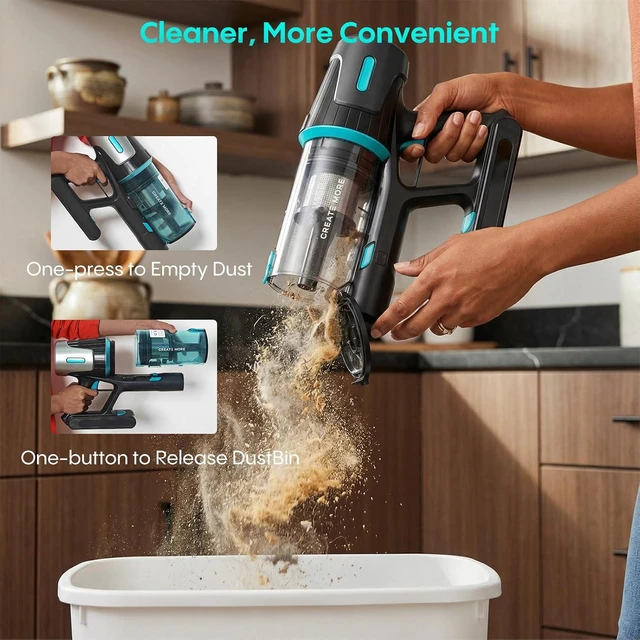 Alt view image 7 of 7 - Bagotte Cordless Vacuum Cleaner,65KPa 65Mins Stick Vacuum with Self-Standing,Anti-Tangle Touch Screen LED Display, Detachable Battery Pack, Rechargeable Vacuum Cleaners for Home/Carpet/Pet Hair