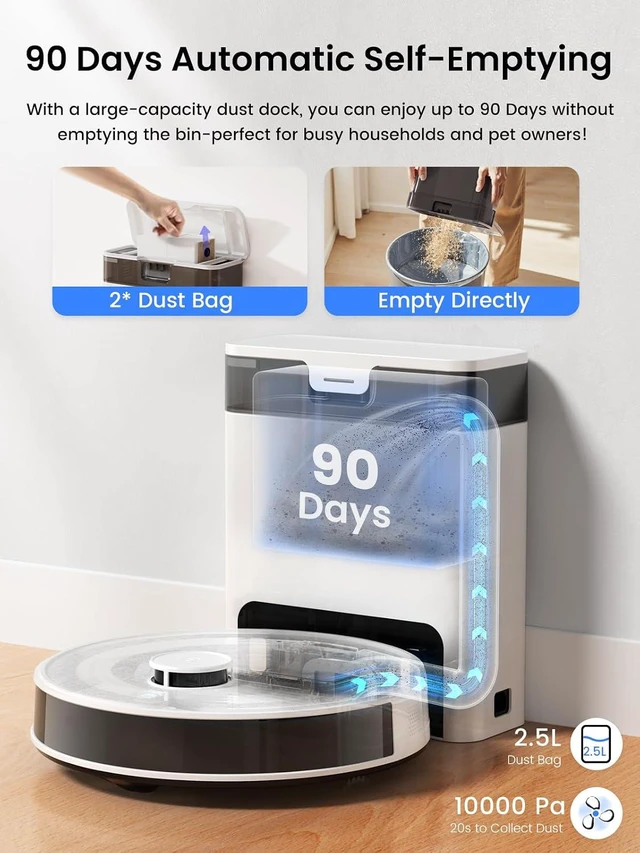 Alt view image 2 of 7 - Lefant Robot Vacuum and Mop,10000Pa, 240Min, Self-EmptyingM2S Pro