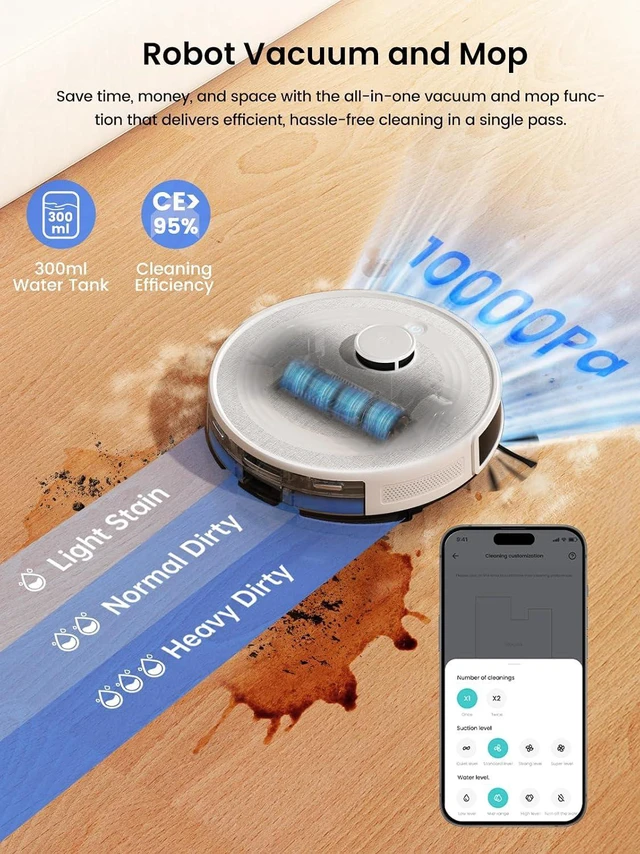 Alt view image 6 of 7 - Lefant Robot Vacuum and Mop,10000Pa, 240Min, Self-EmptyingM2S Pro