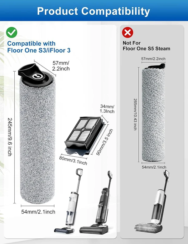 Alt view image 2 of 7 - Nukisa Roller Brush Replacement Compatible with Tineco S3 Vacuum Mop,9 Pack