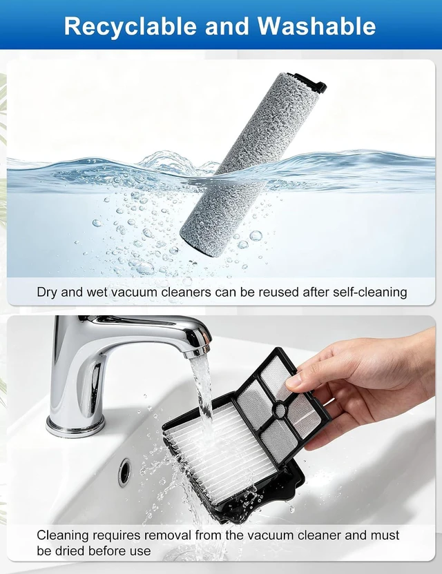 Alt view image 4 of 7 - Nukisa Roller Brush Replacement Compatible with Tineco S3 Vacuum Mop,9 Pack