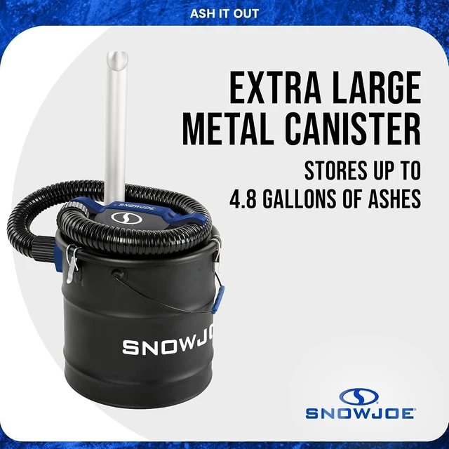 Alt view image 5 of 7 - Snow Joe Bagless Ash Vacuum Cleaner Machine, Metal Canister with Hose and Filter, 4.8 Gallon, 5-Amp Motor - Vacuuming and Cleaning Equipment for Home, Garage and Outdoor Spaces, ASHJ202E