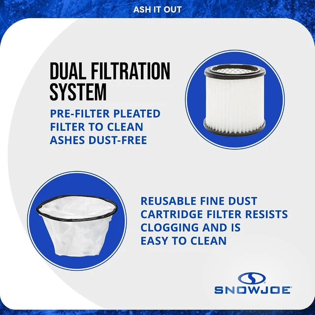 Alt view image 7 of 7 - Snow Joe Bagless Ash Vacuum Cleaner Machine, Metal Canister with Hose and Filter, 4.8 Gallon, 5-Amp Motor - Vacuuming and Cleaning Equipment for Home, Garage and Outdoor Spaces, ASHJ202E