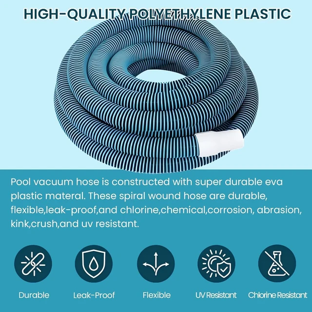 Alt view image 6 of 7 - POOLWHALE Professional 1-1/2-Inch x 30-Feet Swimming Pool Vacuum Hoses and Weighted Rotatable Handle Vacuum Head with Wheels, Perfect for Above Ground and Inground Pools