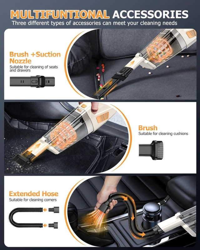 Alt view image 3 of 6 - BQYPOWER 16000PA Handheld Vacuum Cleaner Cordless Rechargeable for Car Home