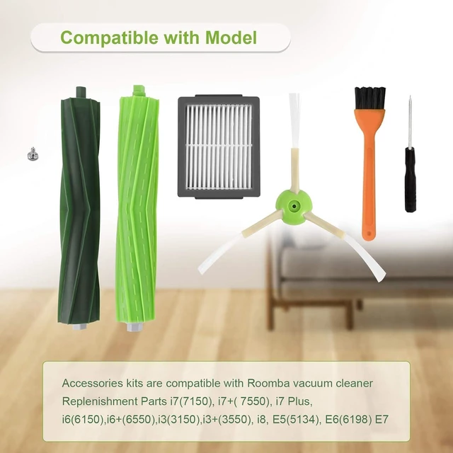 Alt view image 2 of 6 - 19 Pack Replacement Parts Compatible for Roomba j7 j7+/Plus E5 E6 E7 i7 i7+ i3 i3+ i4 i4+ i6 i6+ i8 Vacuum Cleaner, Replenishment Kit 2 Set Roller Brushes,8 Filters,8 Side Brushes