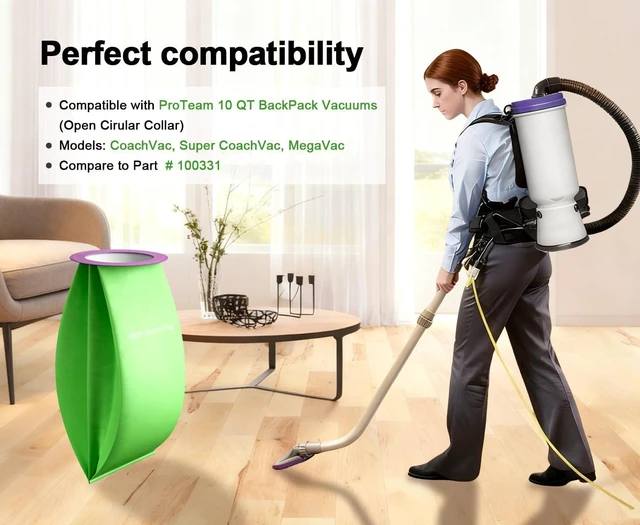 Alt view image 3 of 7 - 24 Pack 100331 Vacuum Bags Replacement Compatible with ProTeam 10 QT