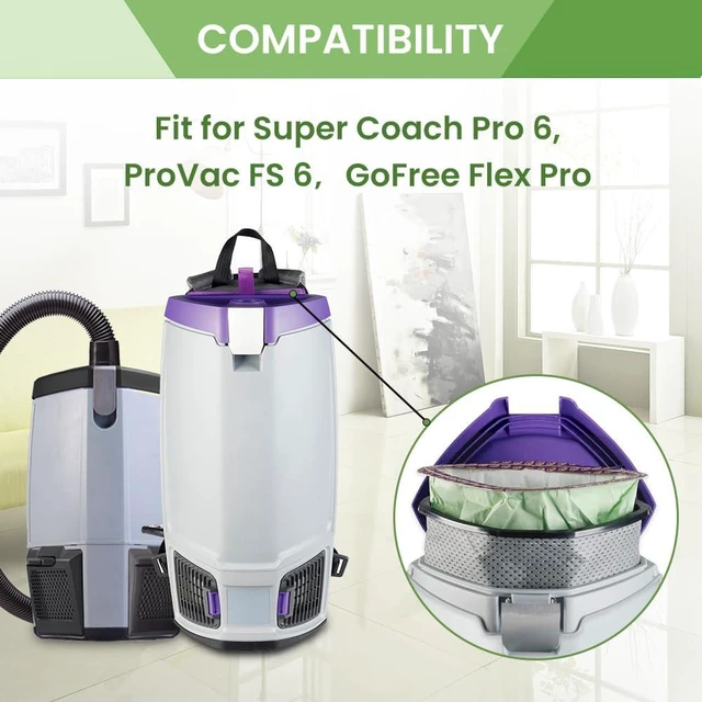Alt view image 2 of 6 - 20 Pack 107314 Backpack Vacuum Bags Compatible with ProTeam 6 QT Backpack Vacuum Cleanerfor Super Coach Pro 6, GoFree Flex Pro, ProVac FS 6