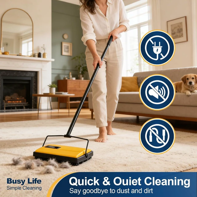 Alt view image 6 of 7 - Yocada Manual Carpet Sweeper Cleaner Household Sweeper Hand Push