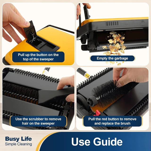 Alt view image 3 of 7 - Yocada Manual Carpet Sweeper Cleaner Household Sweeper Hand Push