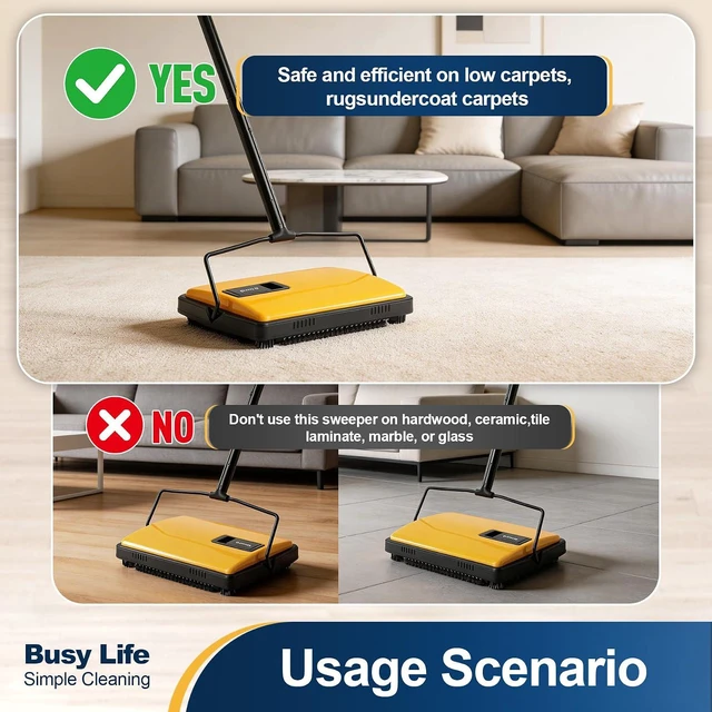 Alt view image 5 of 7 - Yocada Manual Carpet Sweeper Cleaner Household Sweeper Hand Push