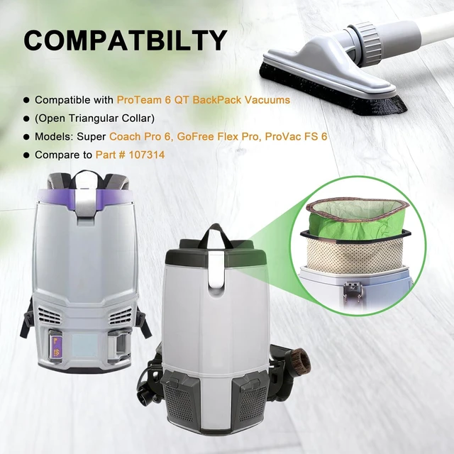 Alt view image 2 of 7 - 24 Pack 107314 Vacuum Bags Compatible with ProTeam 6 QT