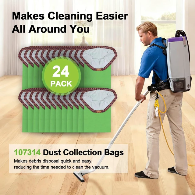 Alt view image 7 of 7 - 24 Pack 107314 Vacuum Bags Compatible with ProTeam 6 QT