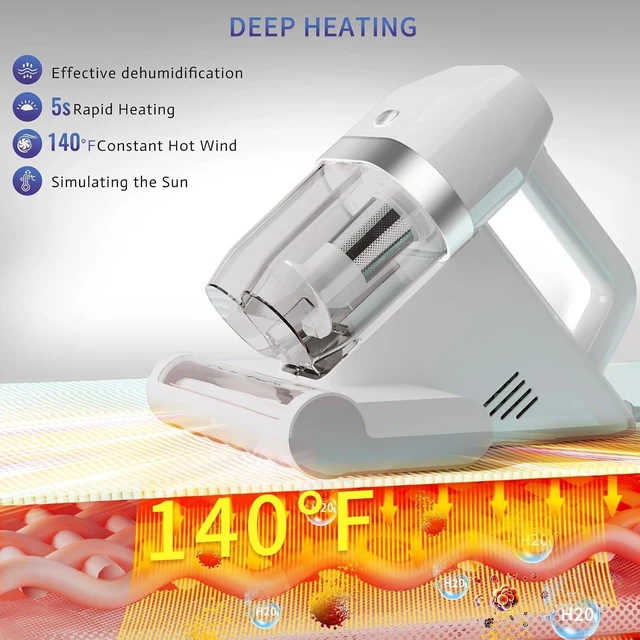 Alt view image 5 of 7 - Mattress Vacuum Cleaner, Bed Vacuum Cleaner with UV & Ultrasonic, 16Kpa Suction Handheld Bed Vacuums with High Heating Tech, Effectively Clean Up Bed, Pillows, Sofas, Carpets, 550W