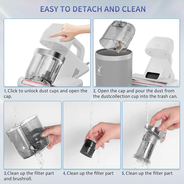 Alt view image 6 of 7 - Mattress Vacuum Cleaner, Bed Vacuum Cleaner with UV & Ultrasonic, 16Kpa Suction Handheld Bed Vacuums with High Heating Tech, Effectively Clean Up Bed, Pillows, Sofas, Carpets, 550W