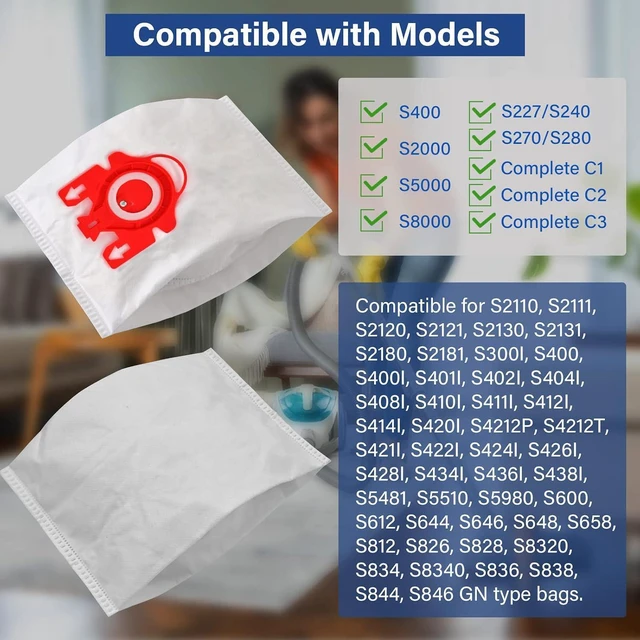 Alt view image 2 of 6 - 20 Packs 3D Airclean FJM Vacuum Cleaner Bags Replacement for Miele Compact C1 Vacuum Bags,Compact C1,C2,S6000-S6999,S4000-S4999,S700,S500-S578 Vacuum with 6 Motor Protection Filters,6 AirClean Filter