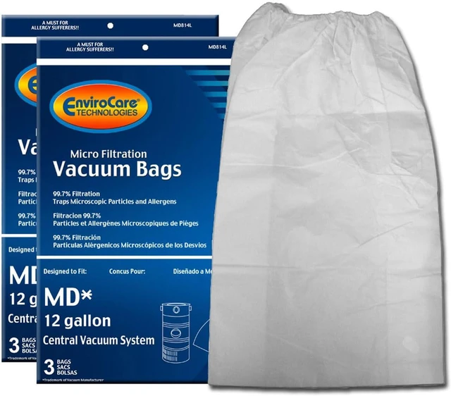 Main image of EnviroCare Replacement Micro Filtration Vacuum Cleaner Dust Bags for Modern Day 12 Gallon Central Vacuums 6 Pack