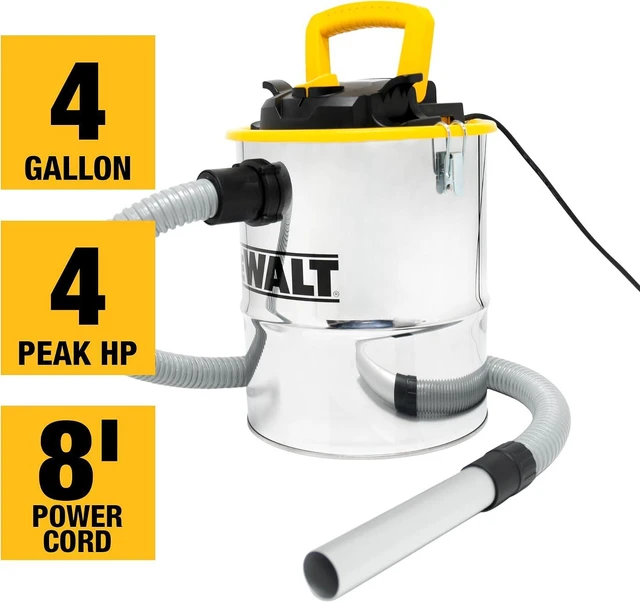 Alt view image 2 of 7 - DEWALT 4 Gallon 4 HP Metal Ash Vacuum for Pellet Stoves, Fireplace DXV04A