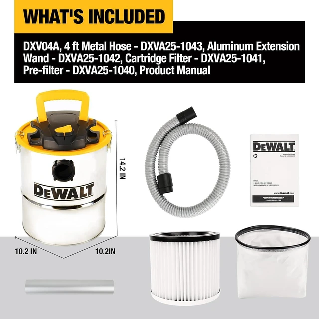 Alt view image 5 of 7 - DEWALT 4 Gallon 4 HP Metal Ash Vacuum for Pellet Stoves, Fireplace DXV04A