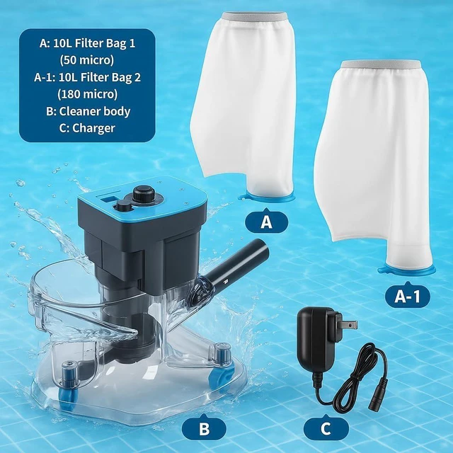 Alt view image 2 of 7 - Cordless Pool Leaf Vacuum Cleaner for Pools, 24 GPM Pool Vacuum