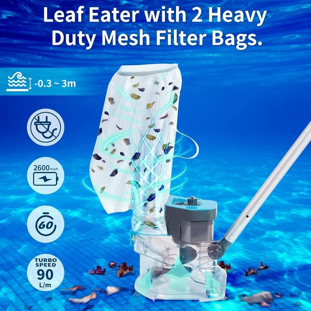 Alt view image 7 of 7 - Cordless Pool Leaf Vacuum Cleaner for Pools, 24 GPM Pool Vacuum