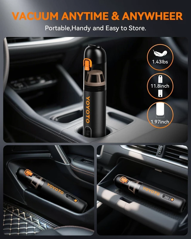 Alt view image 7 of 7 - Car Vacuum Rechargeable 21000Pa Powerful Suction Handheld Vacuum Cordless