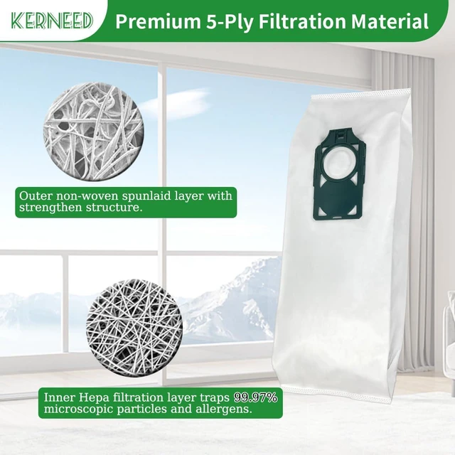 Alt view image 4 of 6 - 7 Pack Replacement HEPA RLH-6 Vacuum Bags for Riccar SupraLite R10S R10D R10O R10SAND Simplicity Freedom R10S R10D S10P S10SAND Upright Vacuums Cleaner Filter #Part RLH6 SLH6