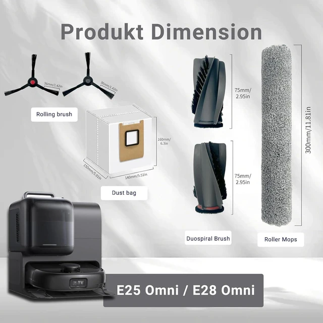 Alt view image 3 of 7 - Replacement Parts For Eufy Omni E25/E28 Robot Vacuum Cleaner Accessories