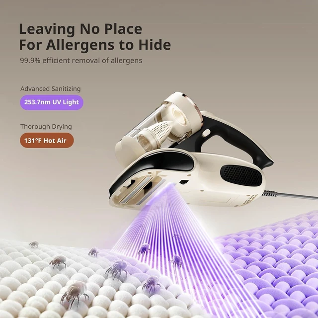 Alt view image 3 of 7 - JIGOO Mattress Vacuum Cleaner UV Sanitizing, Anti-allergen Bed Cleaner with 12Kpa Suction, Handheld Vacuums for Dust & Pet Hair, Effectively Clean Up Bed, Pillows, Cloth Sofas, Carpets