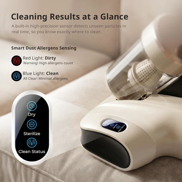 Alt view image 5 of 7 - JIGOO Mattress Vacuum Cleaner UV Sanitizing, Anti-allergen Bed Cleaner with 12Kpa Suction, Handheld Vacuums for Dust & Pet Hair, Effectively Clean Up Bed, Pillows, Cloth Sofas, Carpets