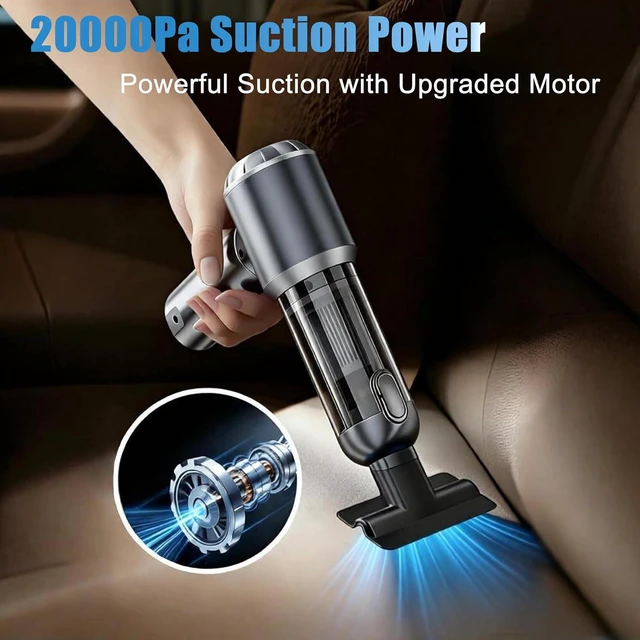 Alt view image 3 of 7 - Car Vacuum Portable Cordless,20000Pa Cordless Handheld Car Vacuum Rechargeable,Strong Suction,Portable,Multi-Nozzles & Washable Filter for Office Desk Home Kitchen Car Pet Hair,Travel