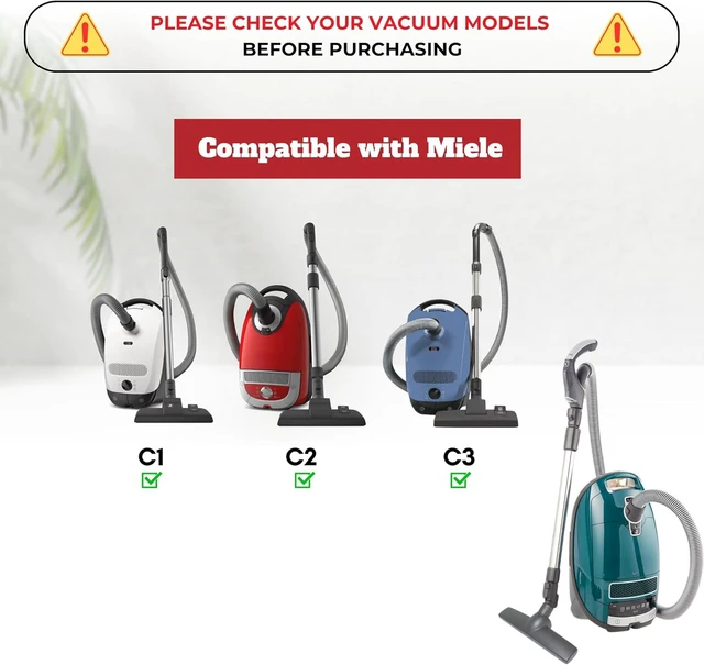 Alt view image 2 of 6 - for Miele, Horse Hair Vacuum Brush Attachments with Wheels Compatible with Miele C1, C2, C3 - Vacuum Cleaner Attachments for Carpet, Tile Hard Floors - 1-3/8 Inch Hardwood Floor Vacuum Attachment