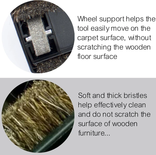 Alt view image 4 of 6 - for Miele, Horse Hair Vacuum Brush Attachments with Wheels Compatible with Miele C1, C2, C3 - Vacuum Cleaner Attachments for Carpet, Tile Hard Floors - 1-3/8 Inch Hardwood Floor Vacuum Attachment