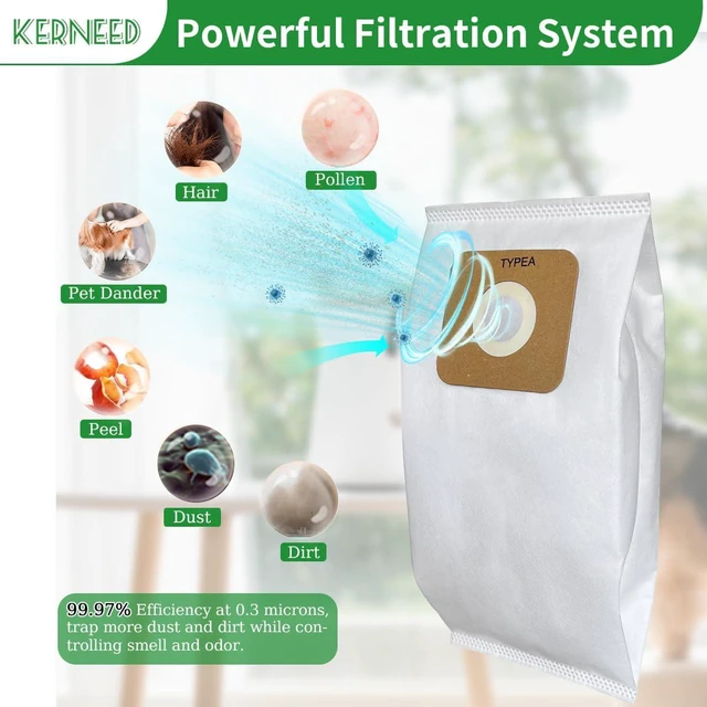 Alt view image 5 of 6 - 8 Pack Type A HEPA Vacuum Bags for Riccar Most Vibrance, R-Series, 2000/4000 & Simplicity Symmetry, S20EZM, 5000/6000 Upright Vacuum Cleaners, Part RAH-6/SAH-6