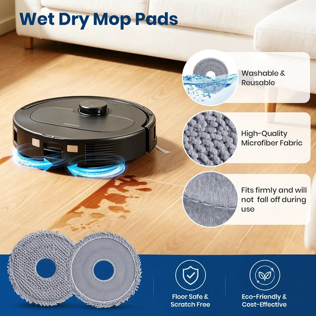 Alt view image 6 of 7 - 26Pcs Replacement Parts Accessories for Roborock QV 35A/ QV 35S/ Qrevo S Pro Robot Vacuum Kit, 2 Main Brush, 4 Hepa Filter, 6 Mop Pads, 6 Side Brush, 6 Dust Bags, 1 Screwdriver, 1 Clean Tool