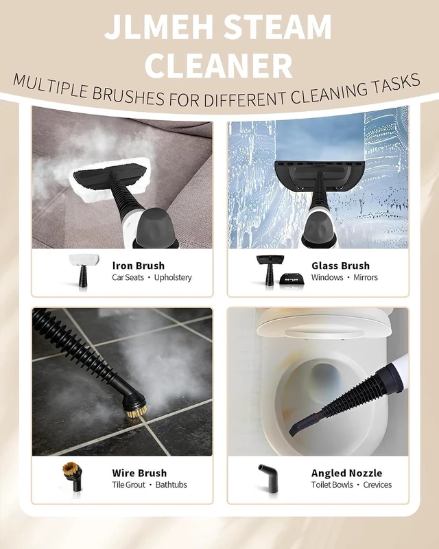 Alt view image 2 of 7 - Pressurized Handheld Steam Cleaner for home with 12pcs Accessories&Safety Lock Multi-Surface Natural Deep Steamer for Cleaning Car, Furniture, Floor, Upholstery, Tile, Grout, Windows