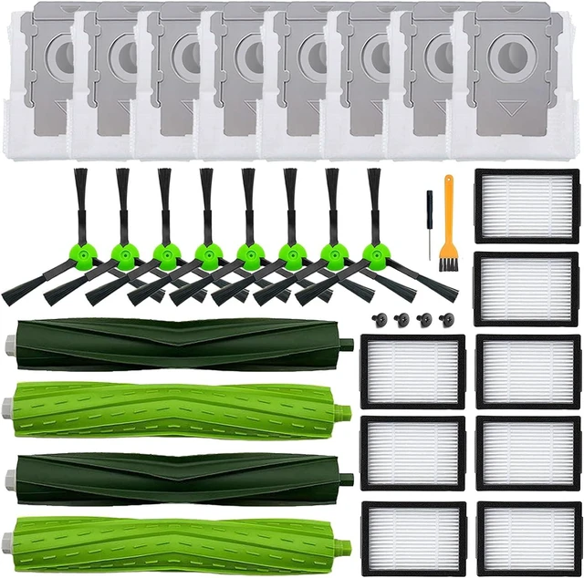 Main image of 26 Pack Replacement Parts Accessories Compatible for iRobot Roomba i3 i3+ i7 i7+ i4 i6 i6+i8 i8+/Plus E5 E6 E7 J7 i5+j5+ I,E&J Series Vacuum Cleaner 2 Roller Brush & 8 Filters & 8 Side Brushes &8 bags