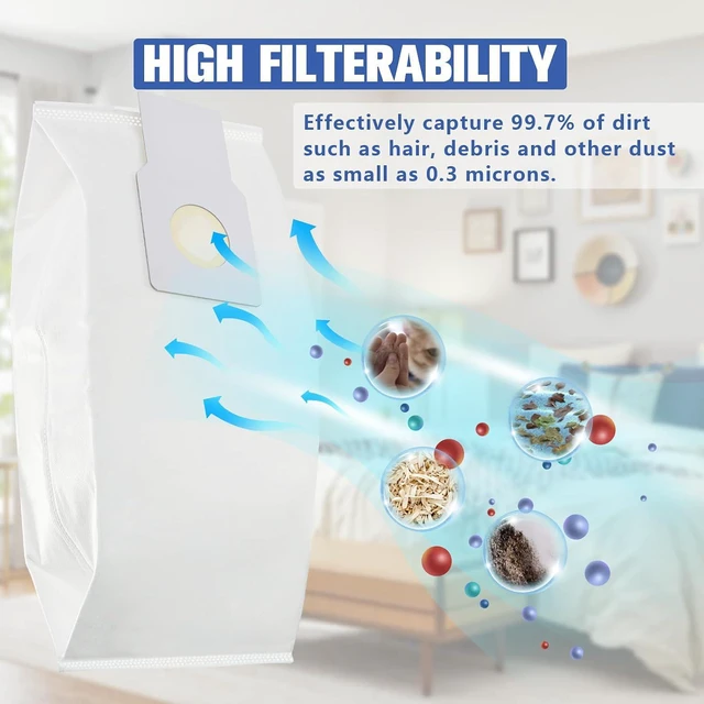Alt view image 3 of 7 - 53294 Type O HEPA Cloth Vacuum Bags Replacement for Kenmore Upright Vacuum
