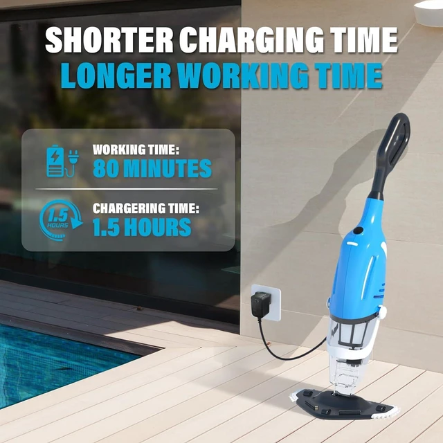 Alt view image 5 of 7 - SOYUS Cordless Pool Vacuum for Above Ground Pool with Telescopic Pole