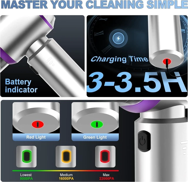 Alt view image 2 of 7 - Cordless Handheld Car Vacuum, 22000PA Strong Suction Mini Vacuum, 100000 RPM Brushless Motor, 4-in-1 Portable Vacuum for Car Detailing, Pet Hair, Home, Office, Sofa, Carpet, Stairs, Couch