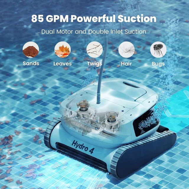 Alt view image 5 of 7 - Chasing Hydro 4 Cordless Pool Vacuum for Inground Pools | 210-Min Battery Pool Robot for Floor, Wall & Waterline Cleaning | Smart App Control | 5070 GPH Suction Perfect for Pool Opening Season