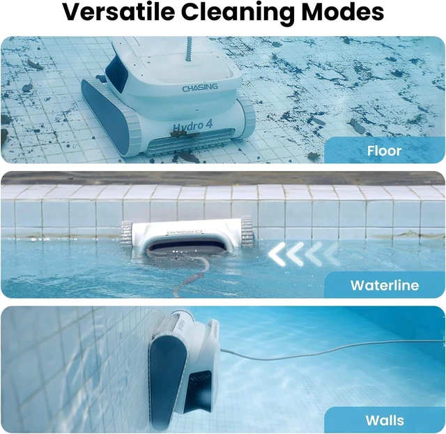 Alt view image 6 of 7 - Chasing Hydro 4 Cordless Pool Vacuum for Inground Pools | 210-Min Battery Pool Robot for Floor, Wall & Waterline Cleaning | Smart App Control | 5070 GPH Suction Perfect for Pool Opening Season