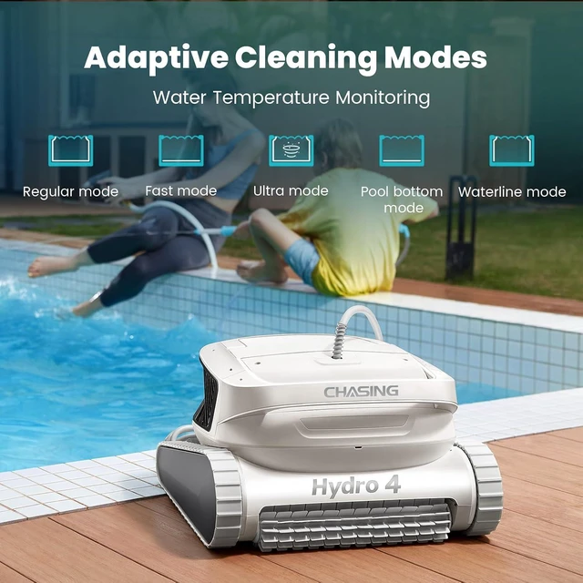 Alt view image 7 of 7 - Chasing Hydro 4 Cordless Pool Vacuum for Inground Pools | 210-Min Battery Pool Robot for Floor, Wall & Waterline Cleaning | Smart App Control | 5070 GPH Suction Perfect for Pool Opening Season